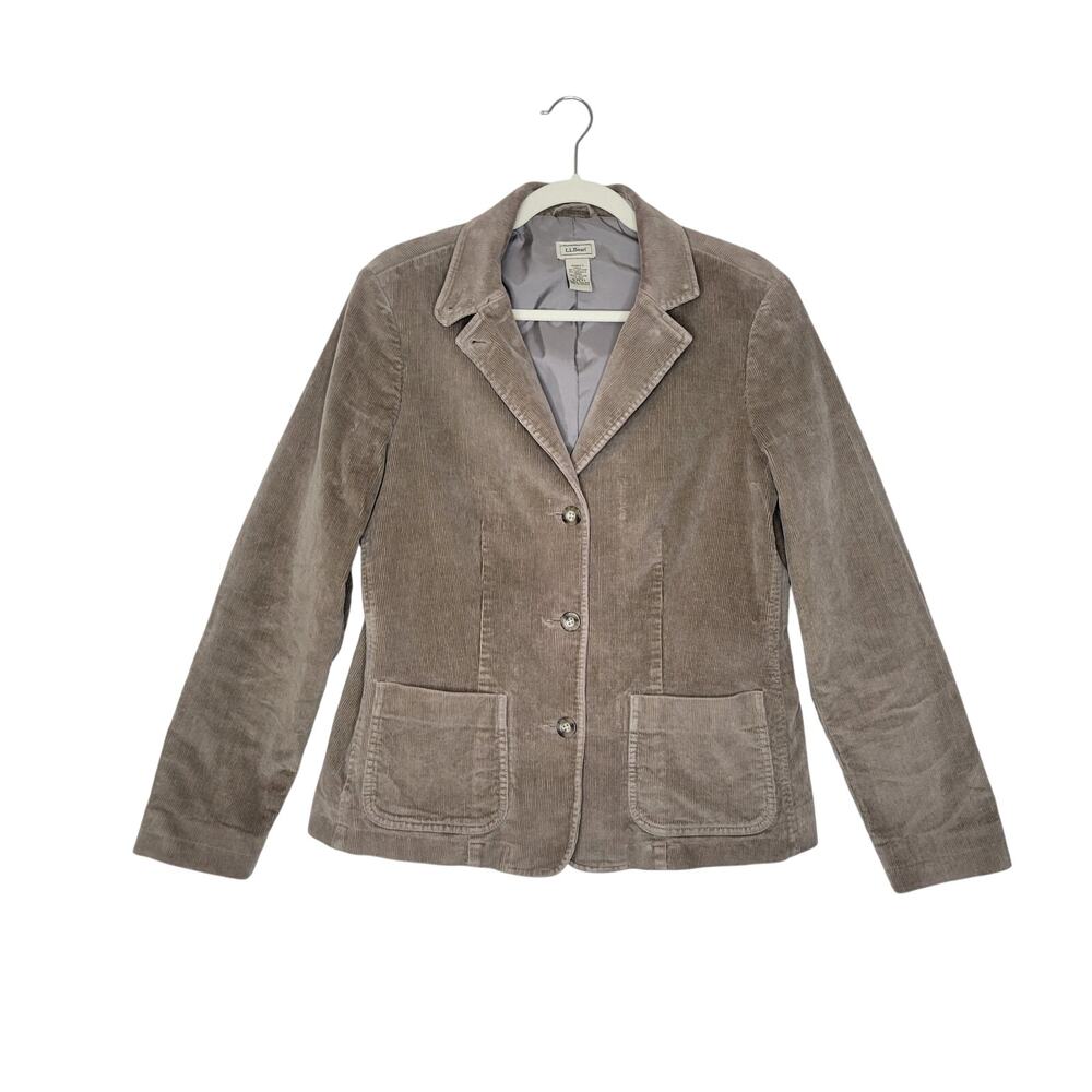 Vintage LL Bean Women Blazer 12 Corduroy Brown Classic Preppy Academia Button Up